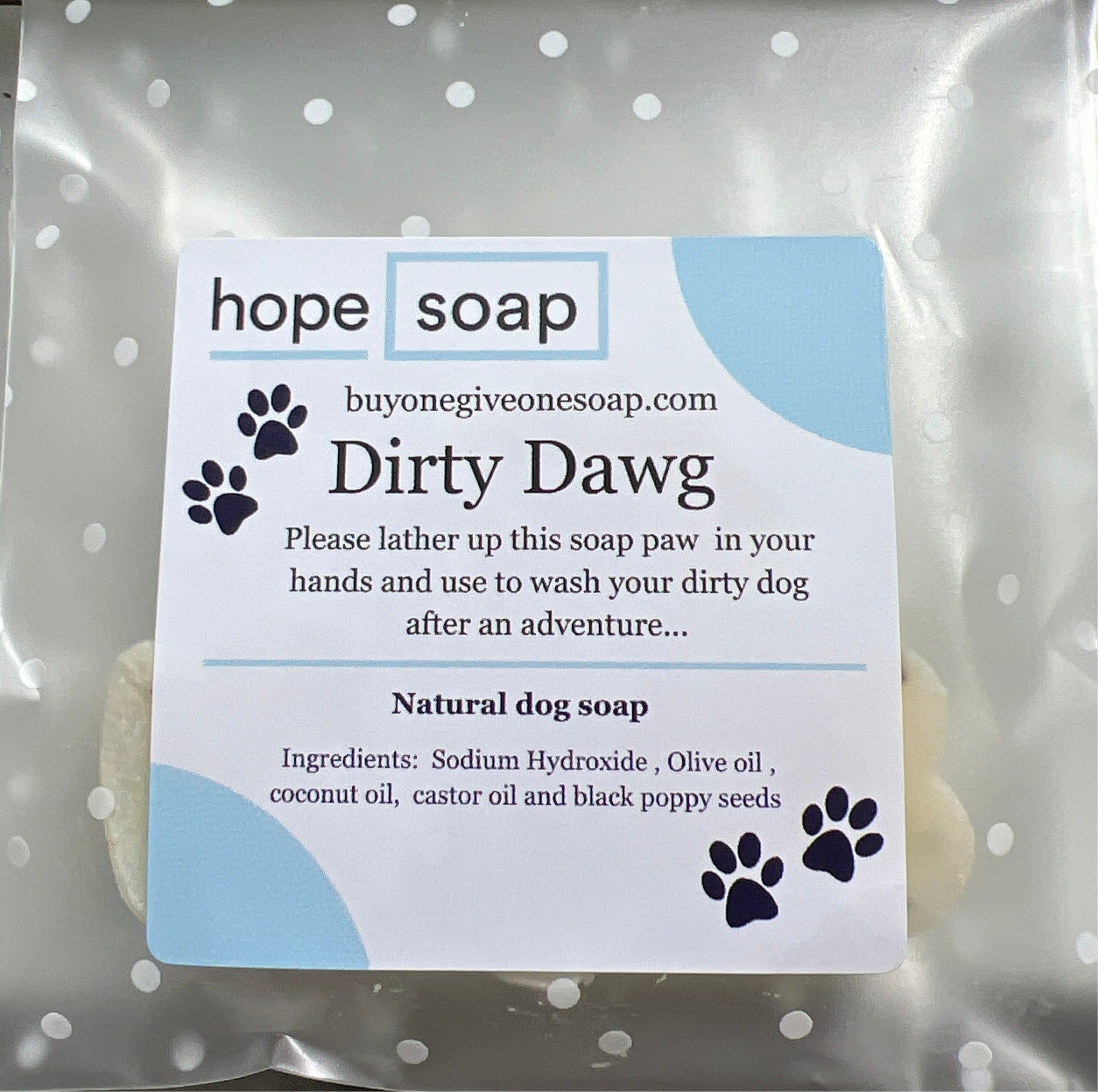 Dog soap sample bag